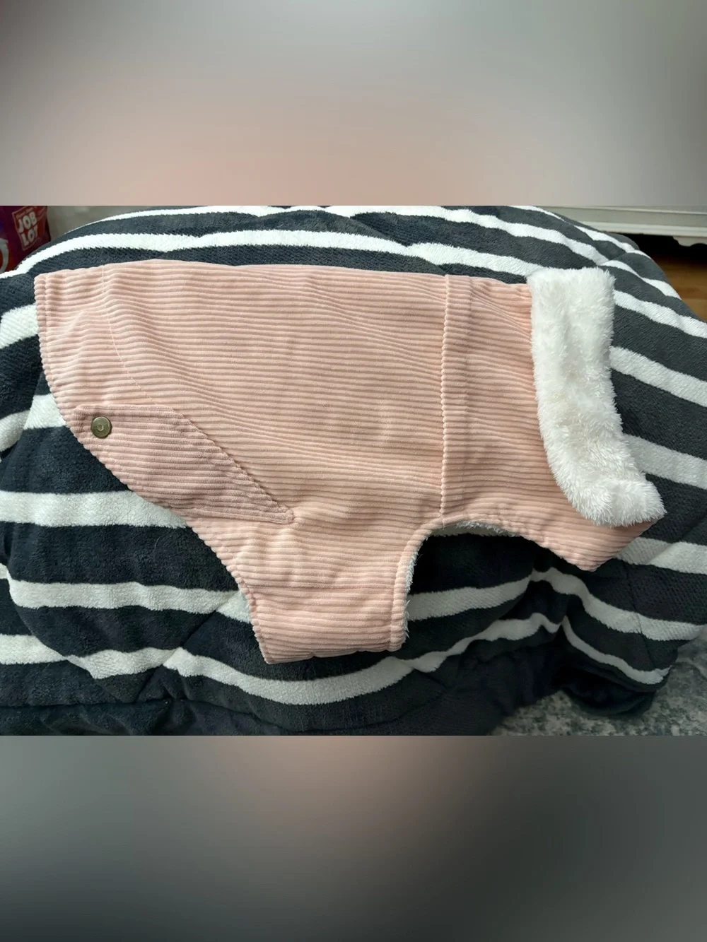 Cozy-Pink Corduroy Dog Coat with Faux Fur Collar
